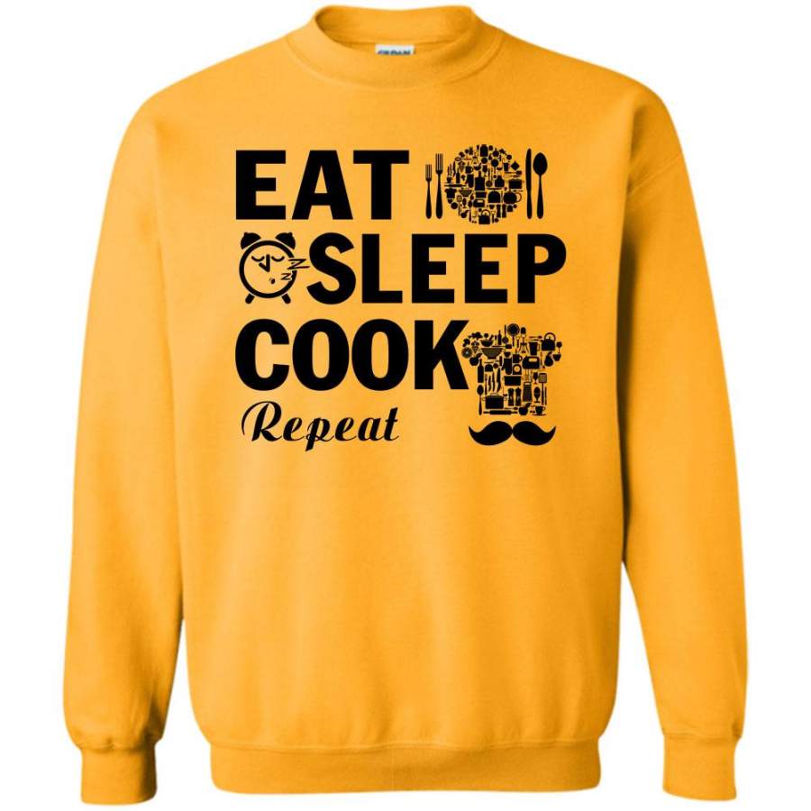 Coolest Chef T Shirt, Eat Sleep Cool Repeart Sweatshirt