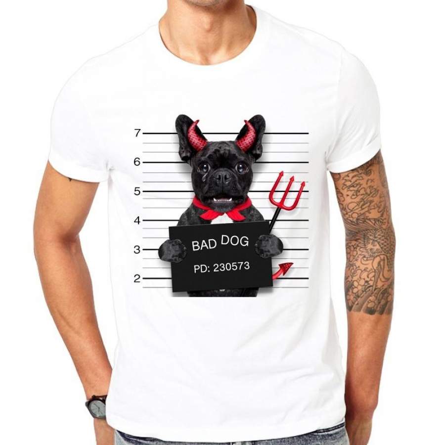 Summer Fashion French Bulldog Design Dog Police Dept T Shirt Men’s High Quality Dog Tops Hipster Tees Fashion Mens Leisure T Shirts