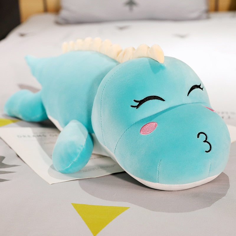 Aidoufen 120Cm Big Size Long Cute Dinosaur Plush Toy Soft Animal Stuffed Doll Boyfriend Cartoon Bed Pillow Kids Girl Birthday Gift