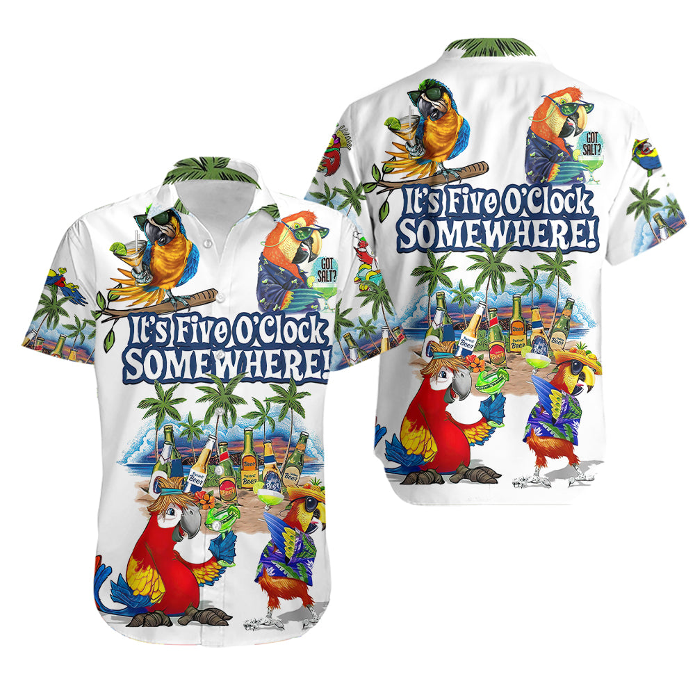 Five Somewhere Parrots Aloha Hawaii Shirts For Men Women Ha91295