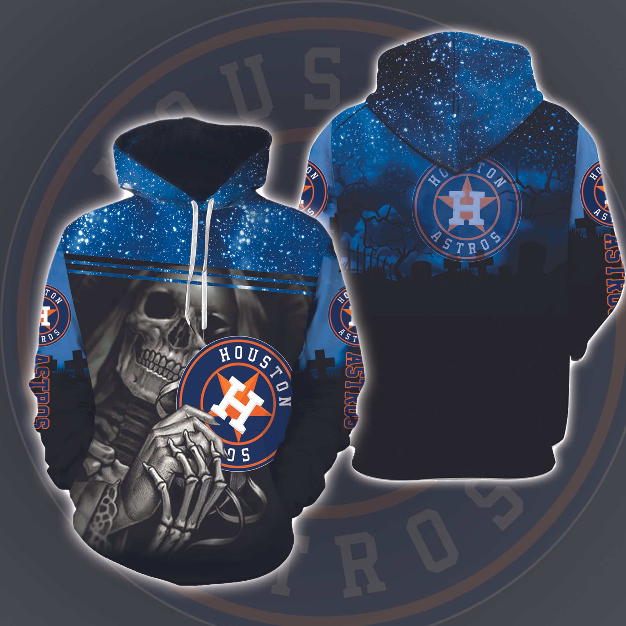 Houston Astros  Skull Halloween 3D Printed Hoodie