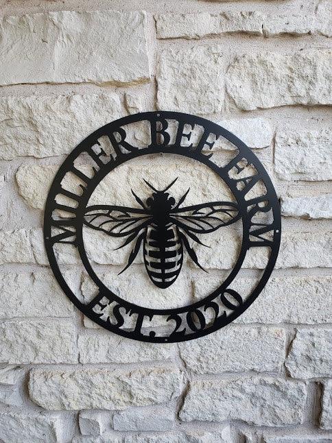 Bee Sign Bee Decor Farmhous, Family Sign, Personalized, Established, Plasma Cut Steel Sign, Metal Art, Home Decor, Entryway, Gate Metal Sign