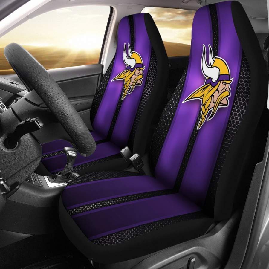 Incredible Line Pattern Minnesota Vikings Logo Car Seat Covers