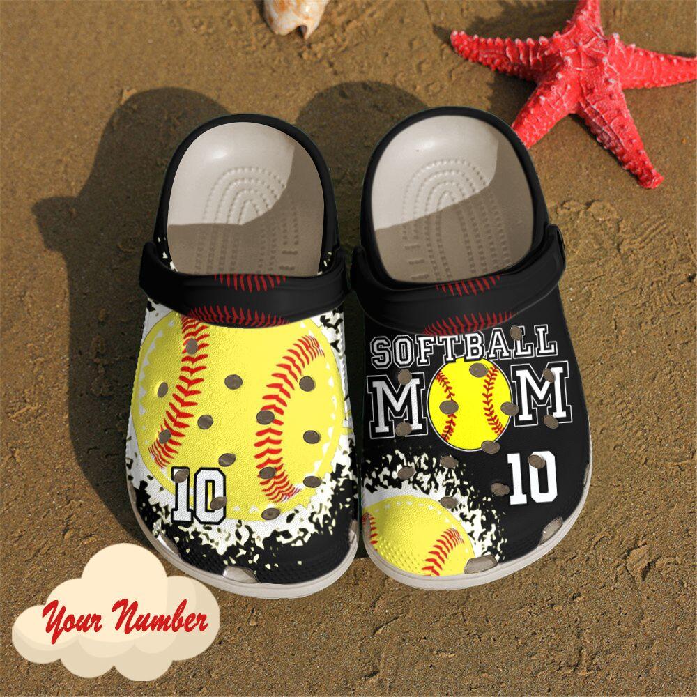 Softball Personalized Clog, Custom Name, Text, Color, Number Fashion Style For Women, Men, Kid, Print 3D Softball Mom P2