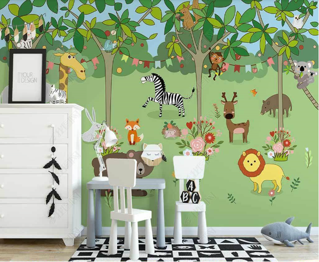 3D Northern Europe Hand-Painted Forest Animal Wall Mural Wallpaper Sww2641