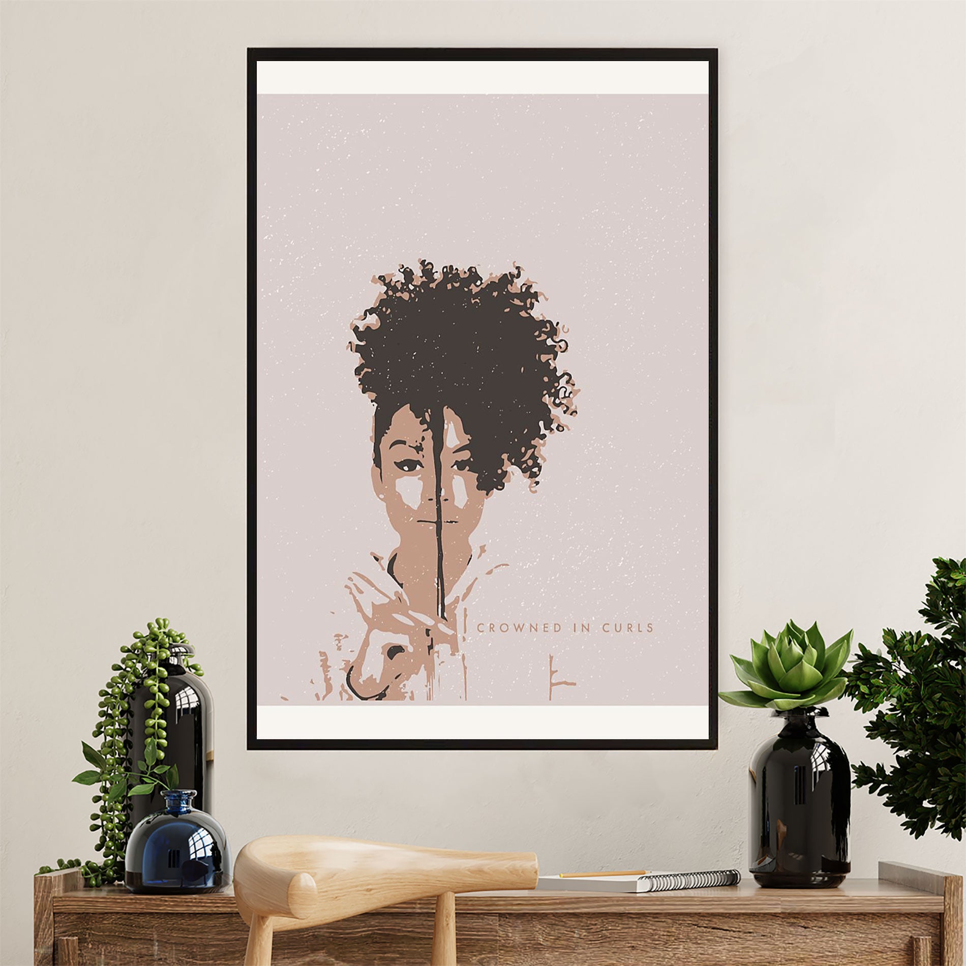 African American Afro Poster Prints | Crowned In Curls | Wall Art Gift For Black Girl