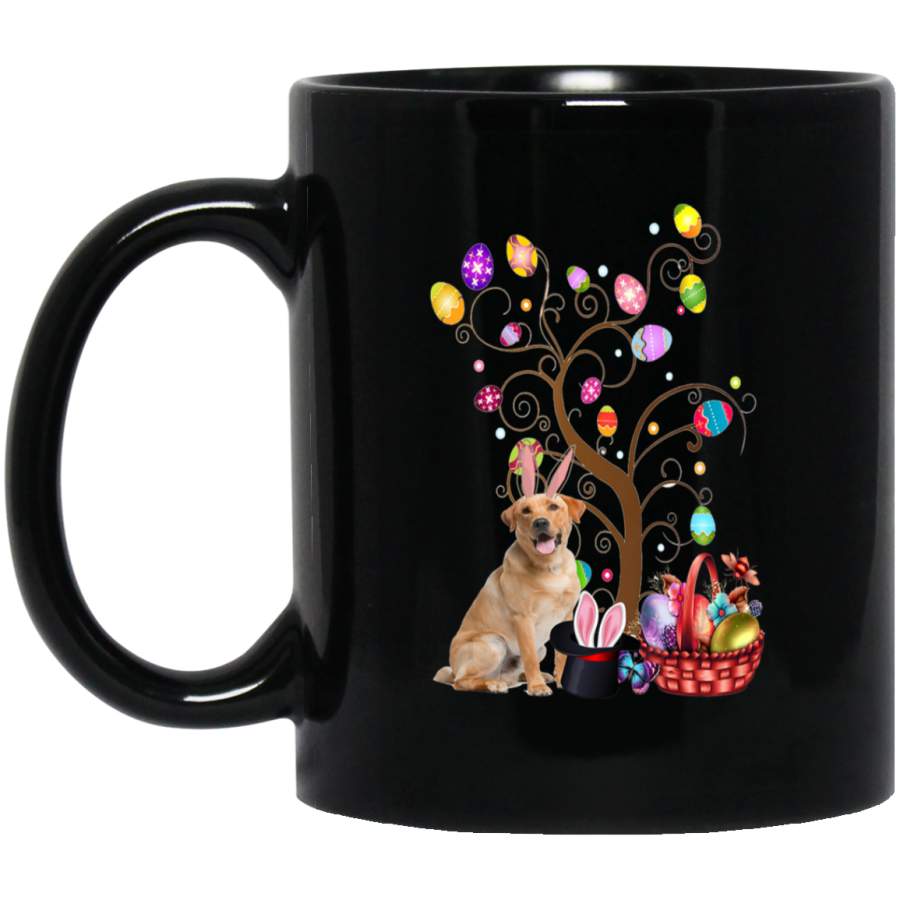 Bunny Labrador retriever Easter Day Hunting Egg 11oz 15oz Black Mug Happy Easter Day Funny Colors Eggs Bunny Ears Peeps Cute