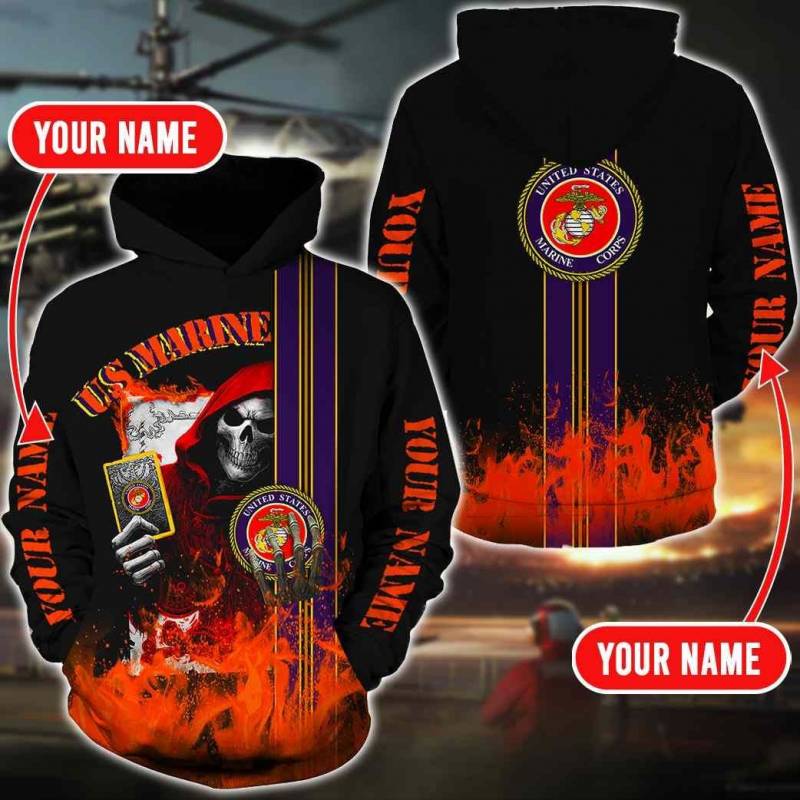 United States Marine Corps 3d All Over Printed Hoodie Customize Vas