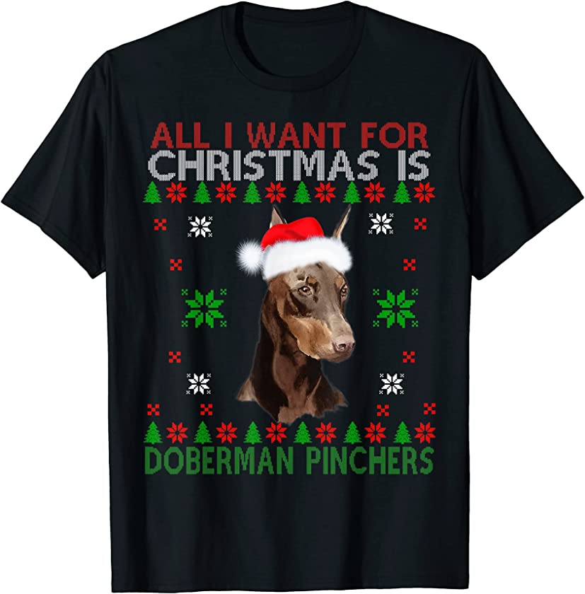 Doberman Dog Ugly Sweater Christmas Puppy Dog Lover T-Shirt