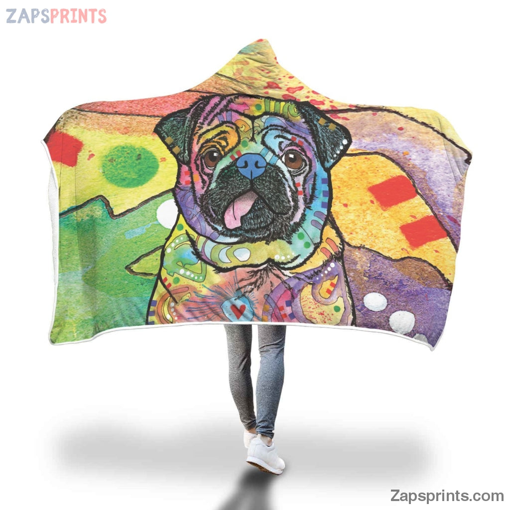 Pug Design Hooded Blanket – Dean Russo Art