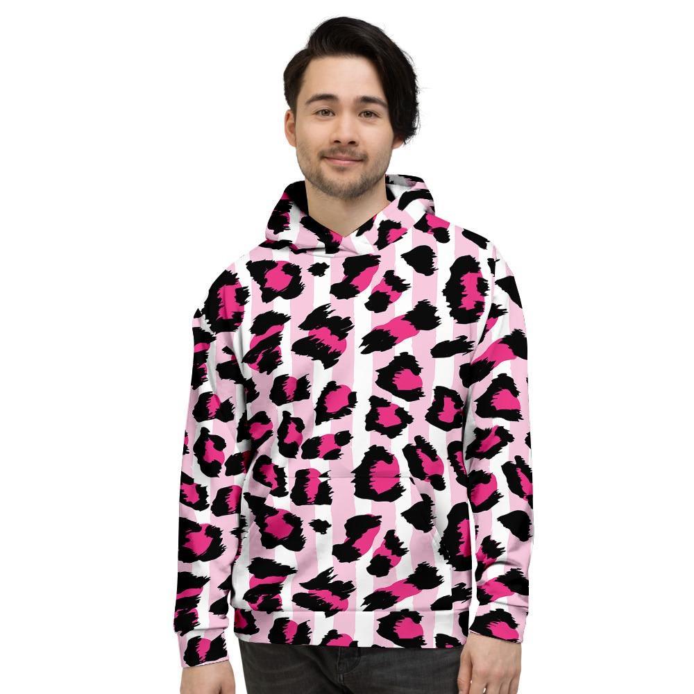 Pink Striped Leopard Men’S Hoodie