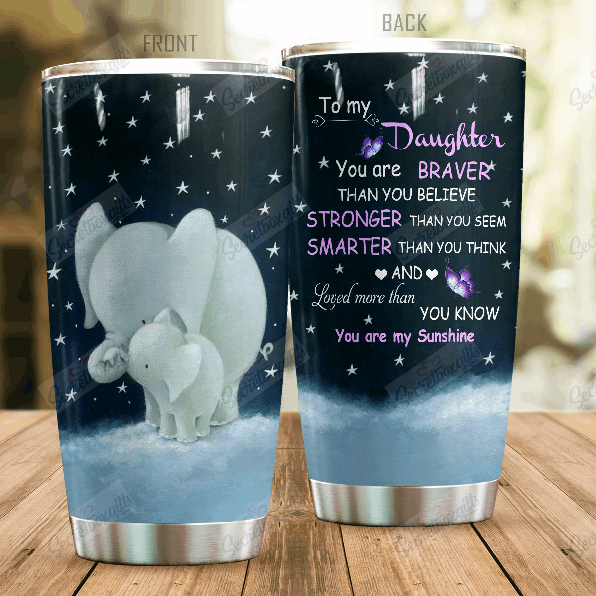 Personalized To My Daughter Elephant Nc1010498Cl Stainless Steel Tumbler Customize Name, Text, Number