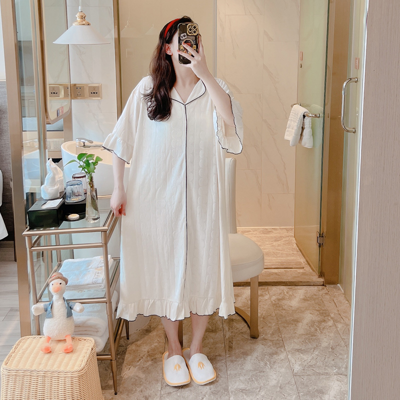 6XL Pajamas Women’s Cotton Nightgown Nightdress Ladies Summer Nightshirts Oversized Home Suit Nightwear Pajamas Sleep Dress alx