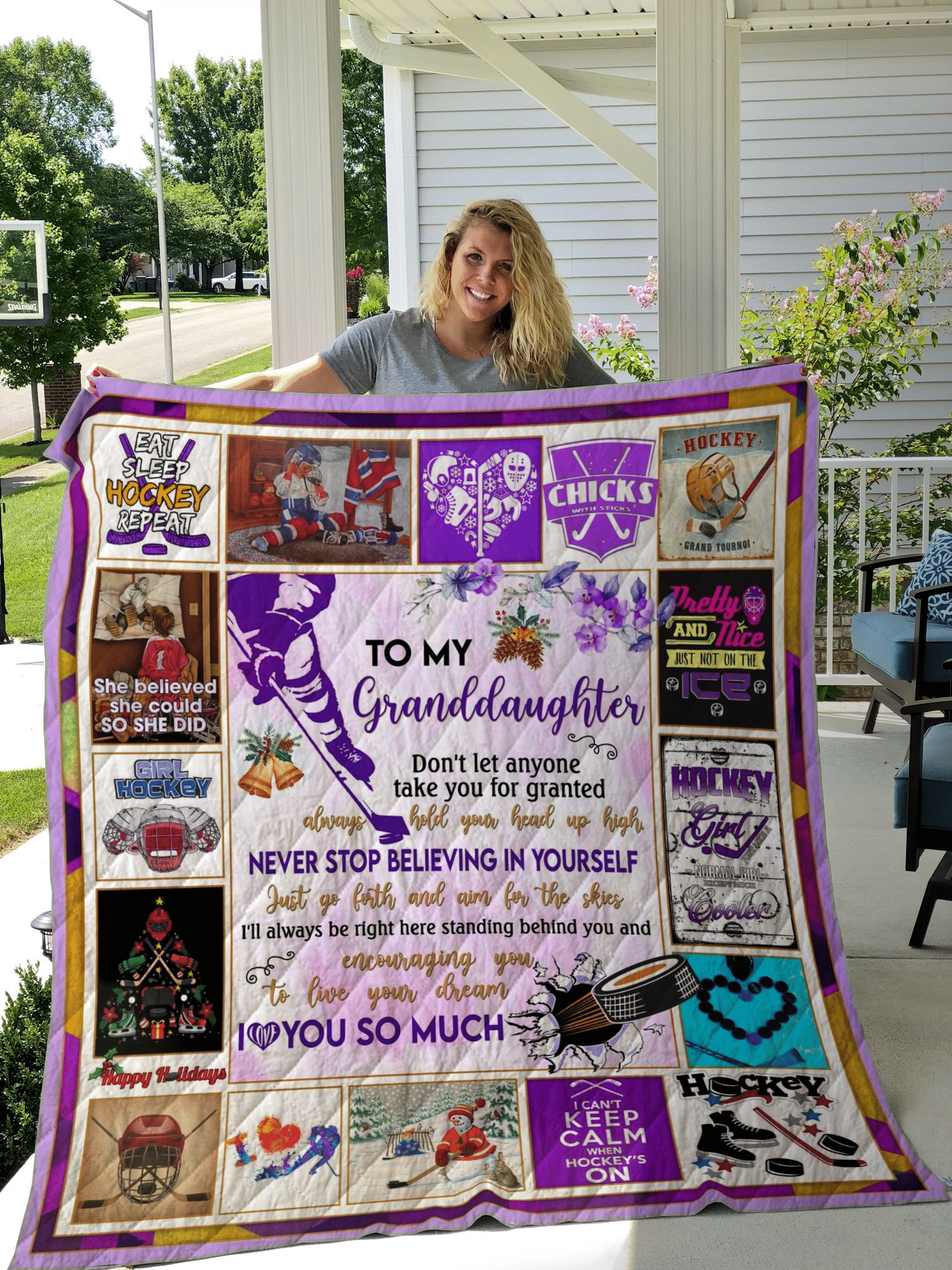 Love My Hockey Granddaughter HD-NT0611 Quilt Blanket