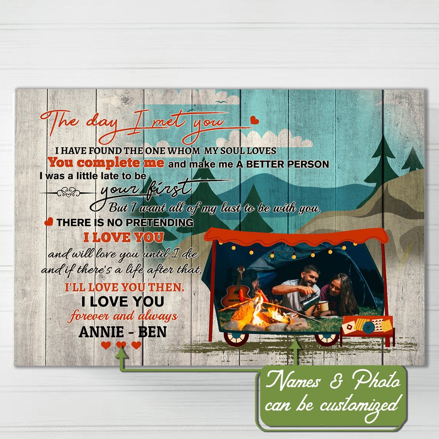 Personalized – The Day I Met You, I Have Found Camping, Gifts For Couple, Him, Her, Custom Image Game Horizontal Canvas