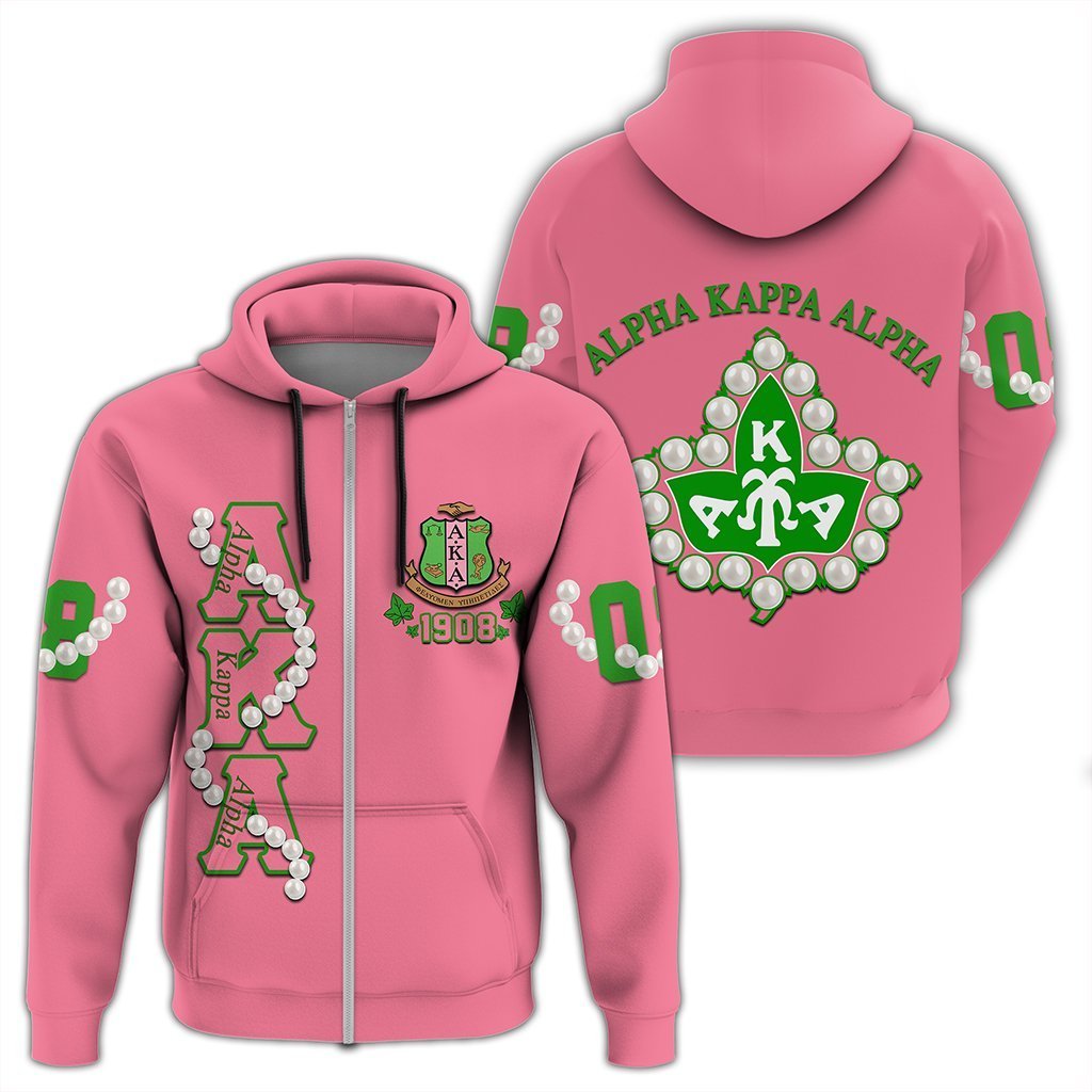 Greek Life Hoodie – Alpha Kappa Alpha Pearl Pink Zip Hoodie