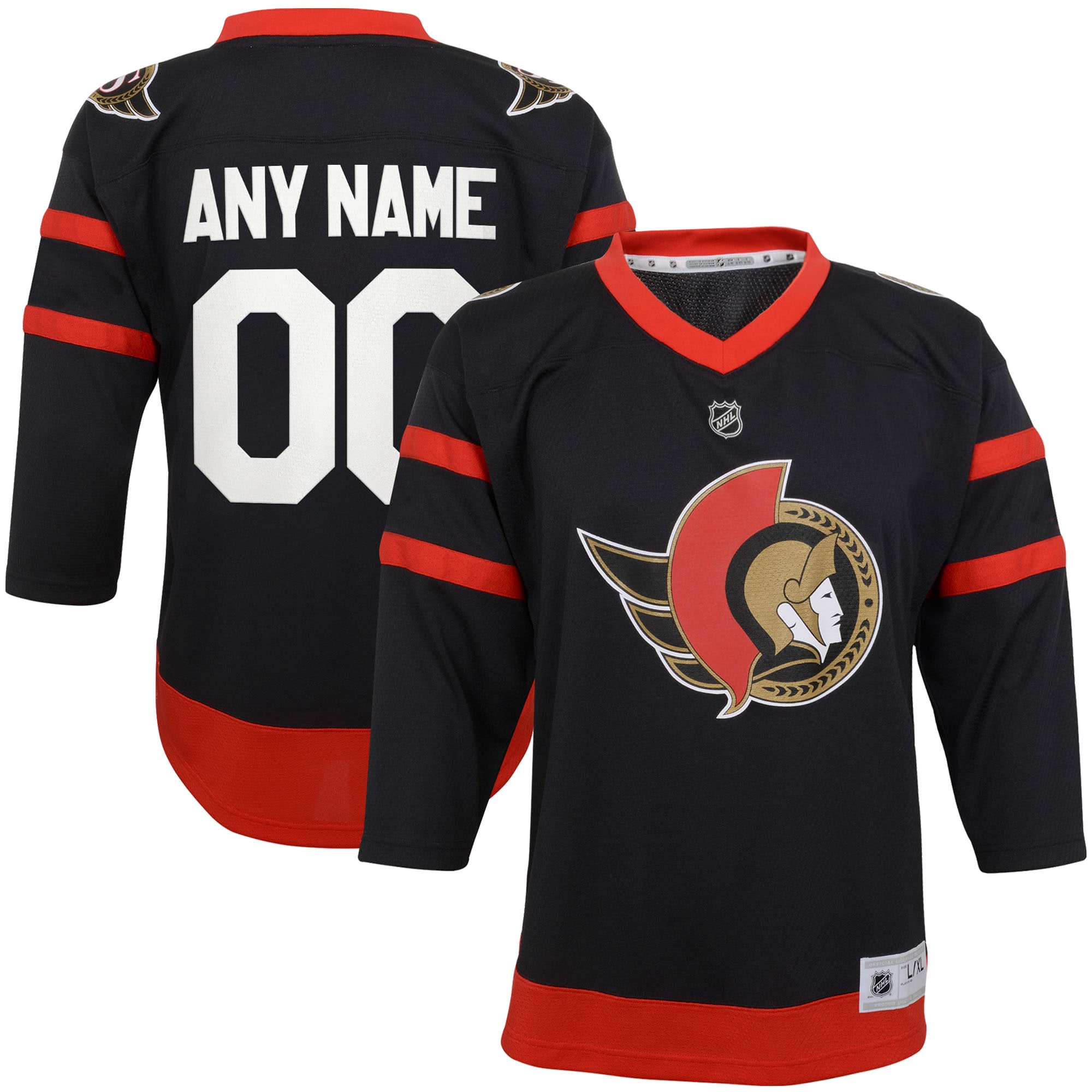 Youth Ottawa Senators Black Home Custom Jersey