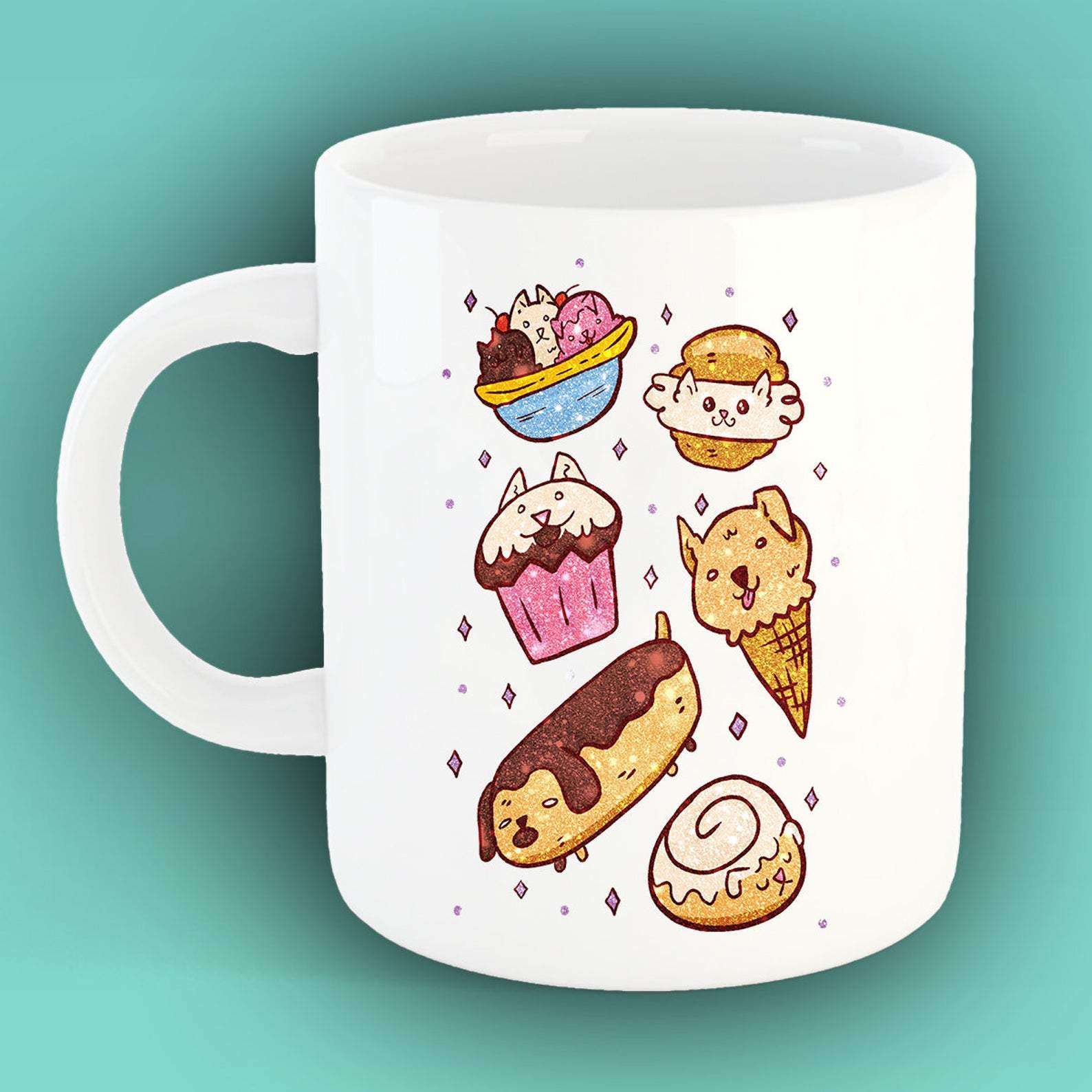 The Cute Cake And Icecream Kawaii Pastel Ceramic Coth Trash Gift Adorable Pastel Kittens Anime Mug White Ceramic 11-15Oz Coffee Tea Cup