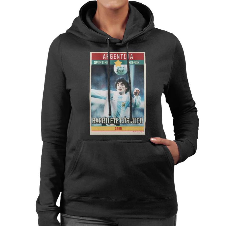 Sporting Legends Poster Argentina Diego Maradona World Cup 1960 Women’s Hooded Sweatshirt
