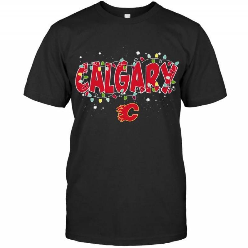 Calgary Flames Christmas Fairy Lights T Shirt – Gearpenguin.com