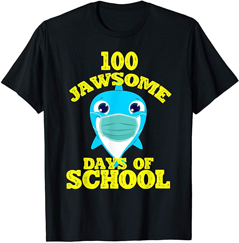 100 Jawsome Days Of School Project Shark Mask Boy Girl T-Shirt