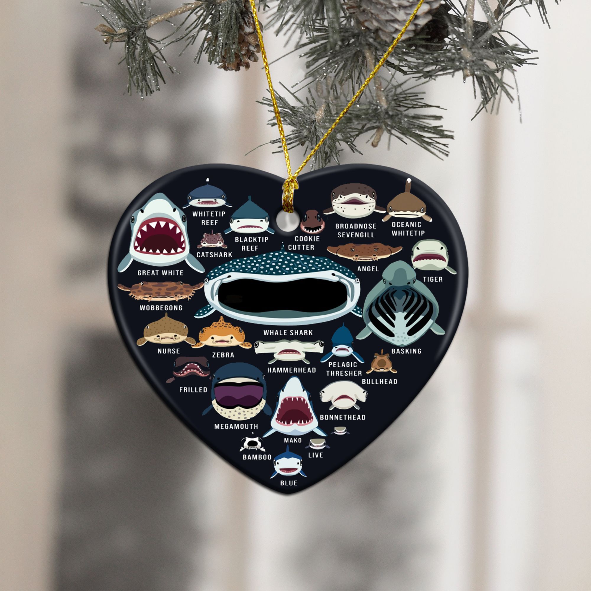 Shark Lover Heart Ornament