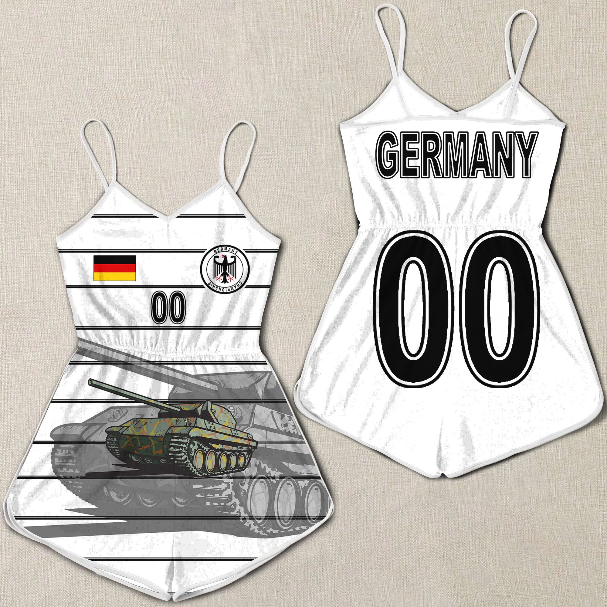 (Custom) Germany Tank Women Rompers Euro Soccer A27