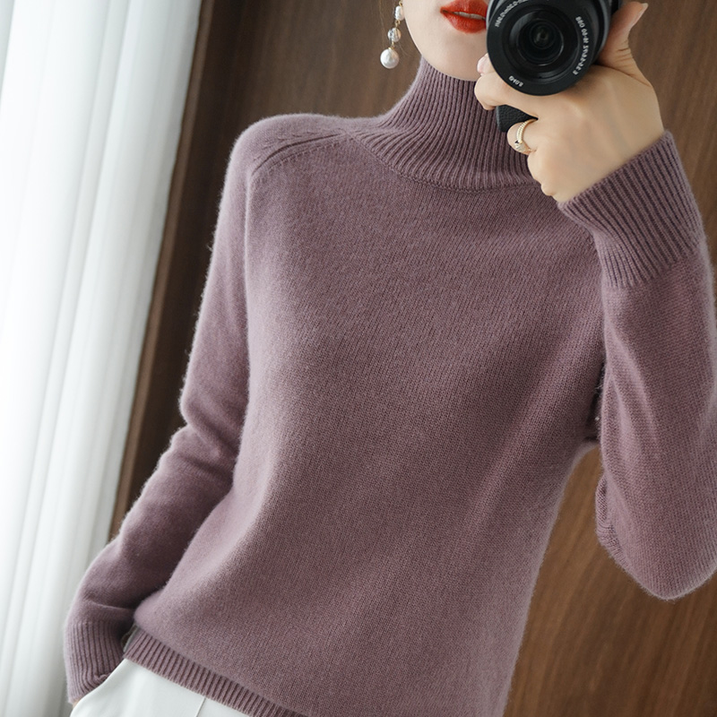 Sweater Winter new solid color cashmere Women’s sweaters high neck knitted inner sweater women short bottoming net red all-match alx