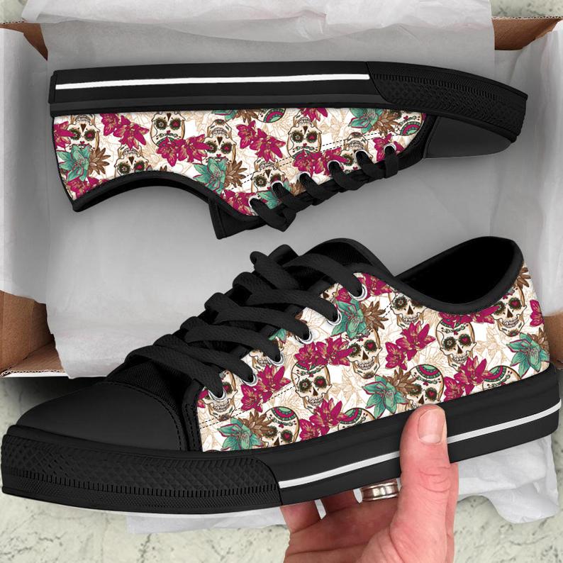 Skull22 Candy Floral Low Top Canvas Shoes