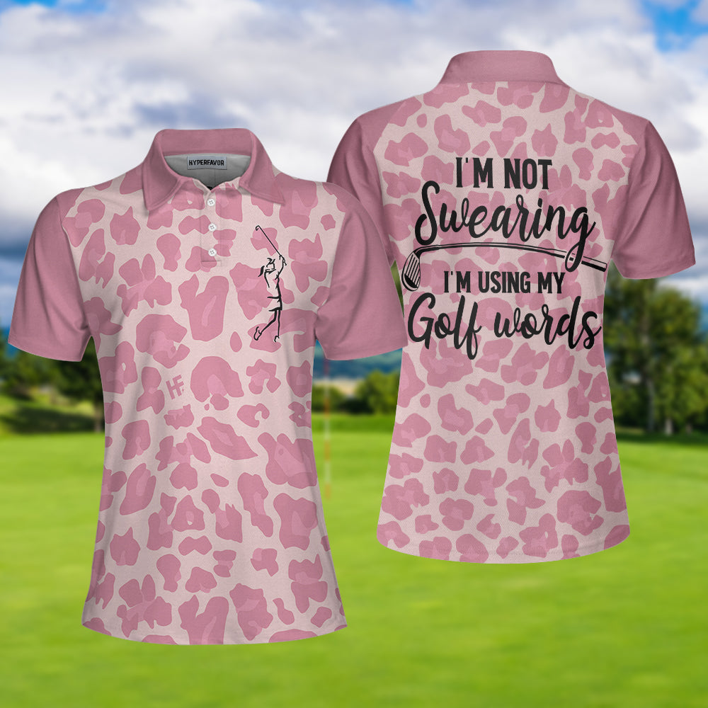 Golf Women Short Sleeve Women Polo Shirt, Pink Leopard Shirt For Golf Ladies, Funny Golf Shirt With Sayings Coolspod