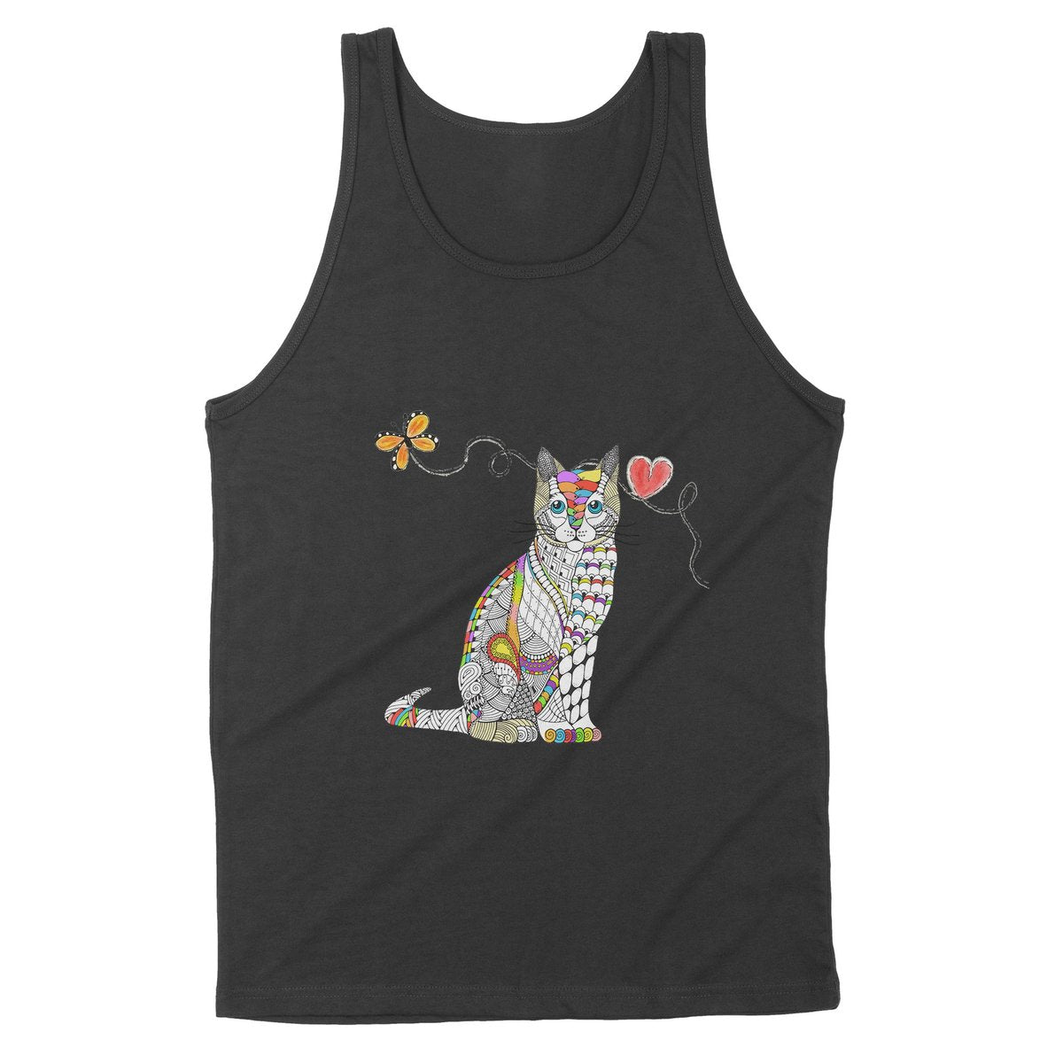 Zentangle Rainbow Cat – Premium Tank, Gift For Cat Lover T-Shirt Hoodie All Color Size S-5Xl
