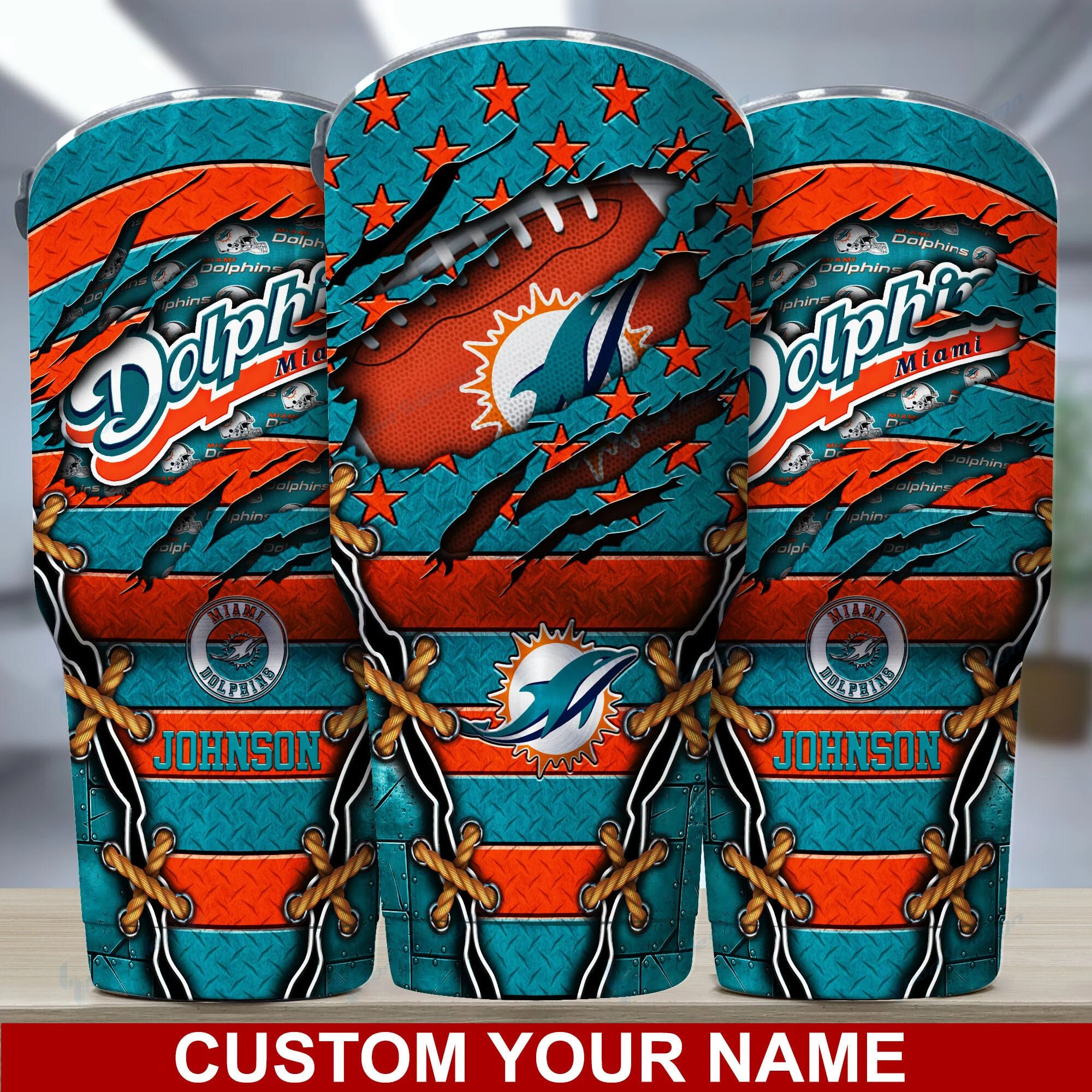 Miami Dolphins Custom Name Tumbler Bg18