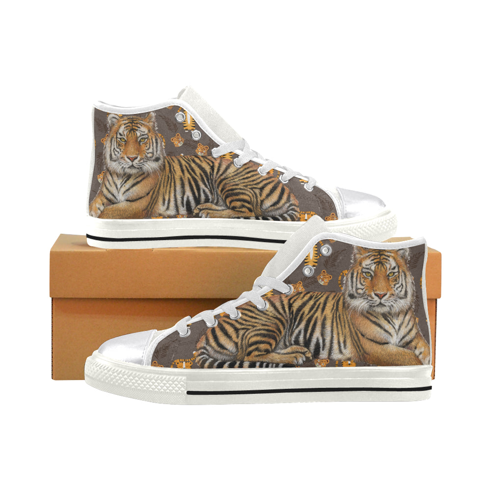 Tiger White Women’s Classic High Top Canvas Shoes