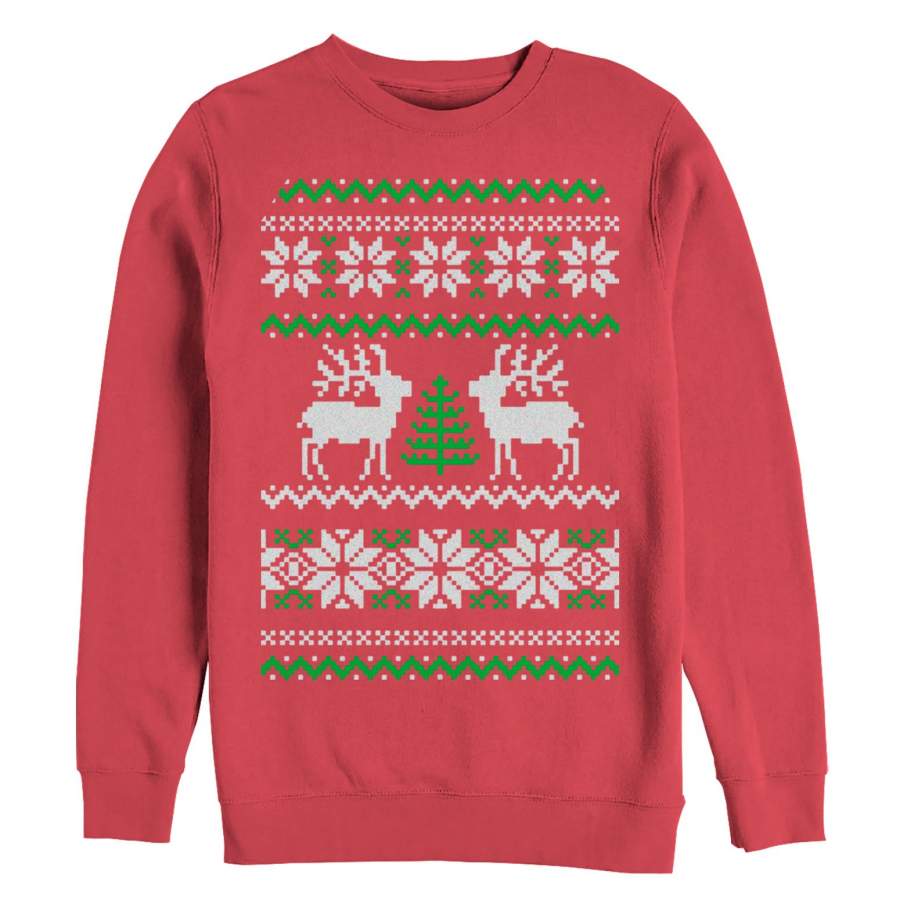 Lost Gods Women’s Ugly Christmas Tree Reindeer  Sweatshirt