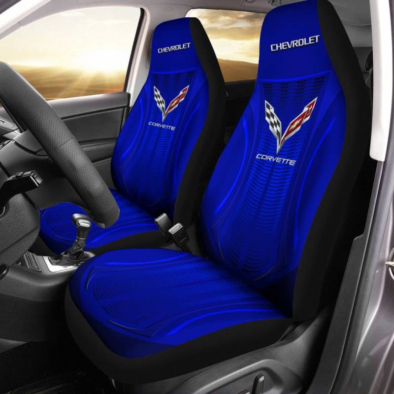 Chevrolet Corvette NTA Car Seat Cover (Set of 2) Ver 4 (Blue)