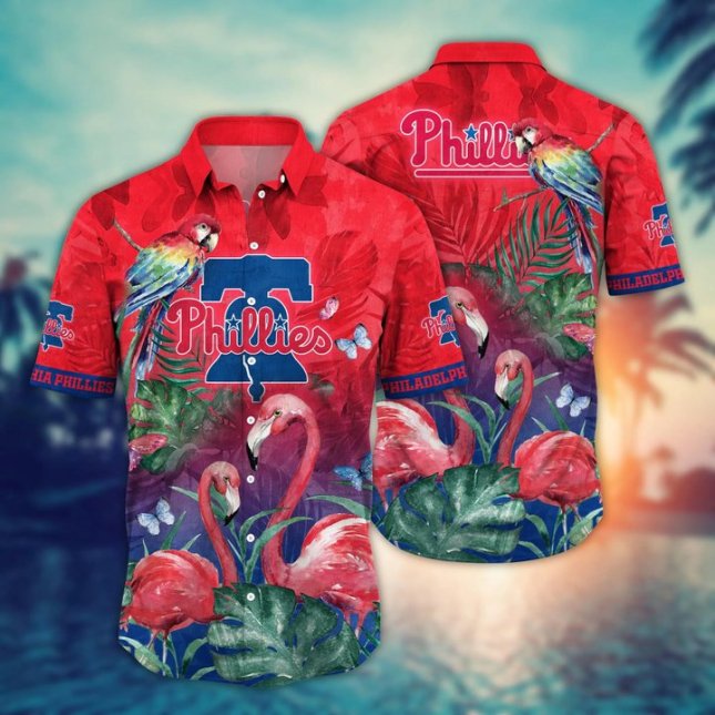 Philadelphia Phillies Hawaiian Shirt Flamingo Escape Design