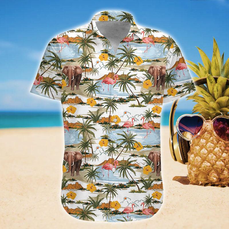 Ocean Elephant And Flamingo Hawaiian Shirt