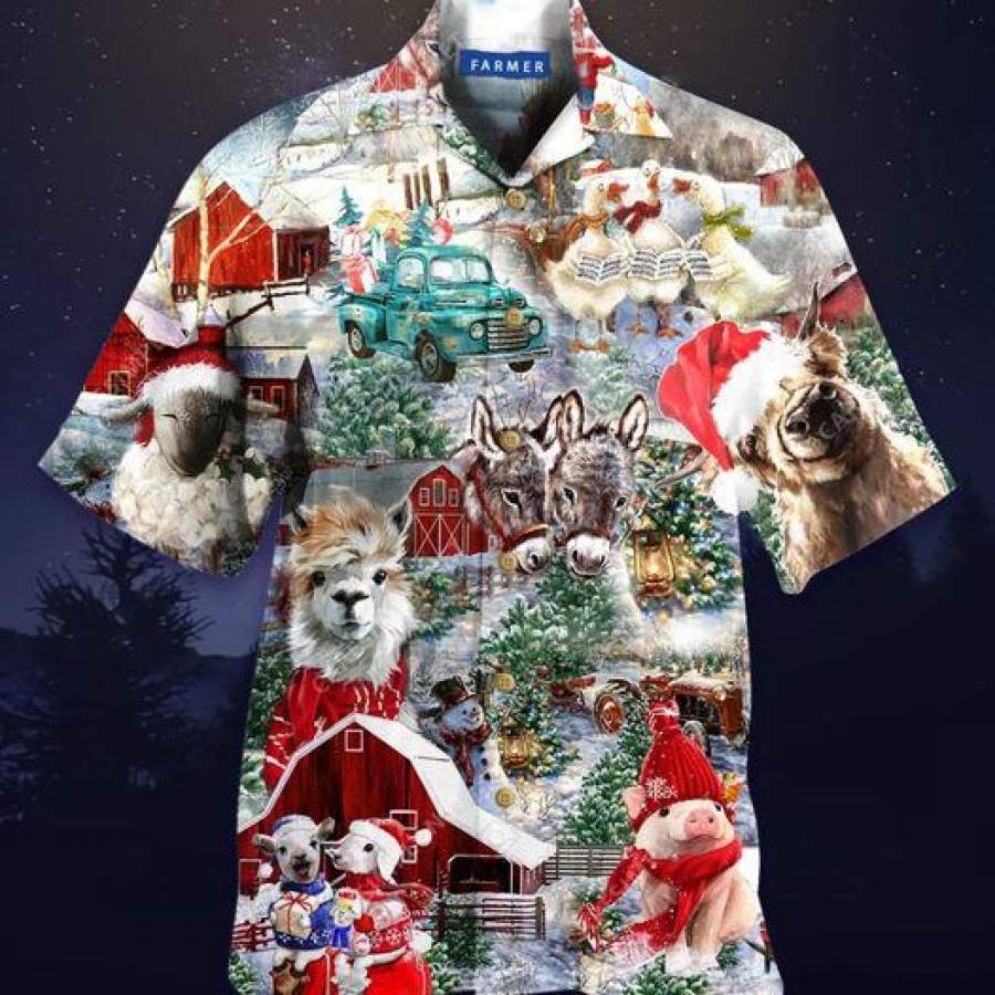 Amazing Happy Farm On Christmas Hawaii Aloha Shirts Ha14405