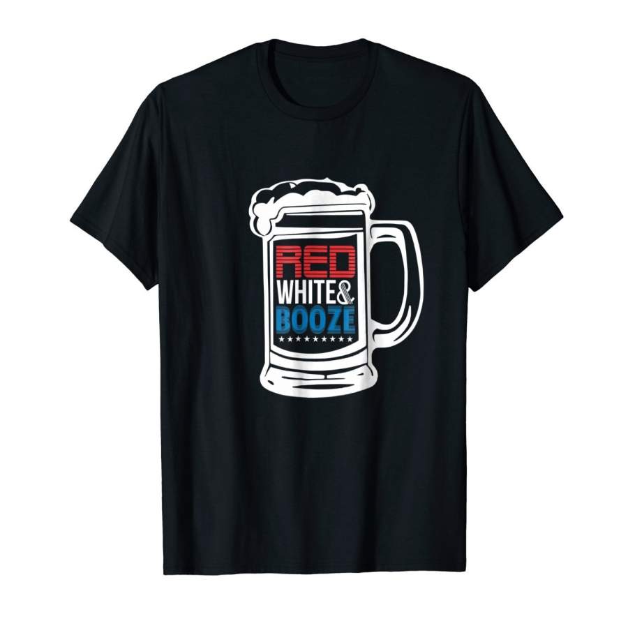 4Th Of July T Shirt: Patriotic Red, White, & Booze Gift Tee Men’S Fashion T-Shirt