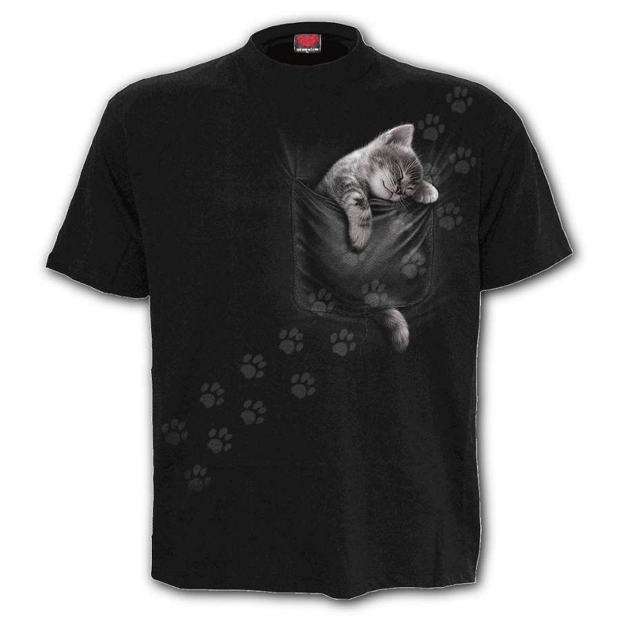 POCKET KITTEN – Front Print T-Shirt