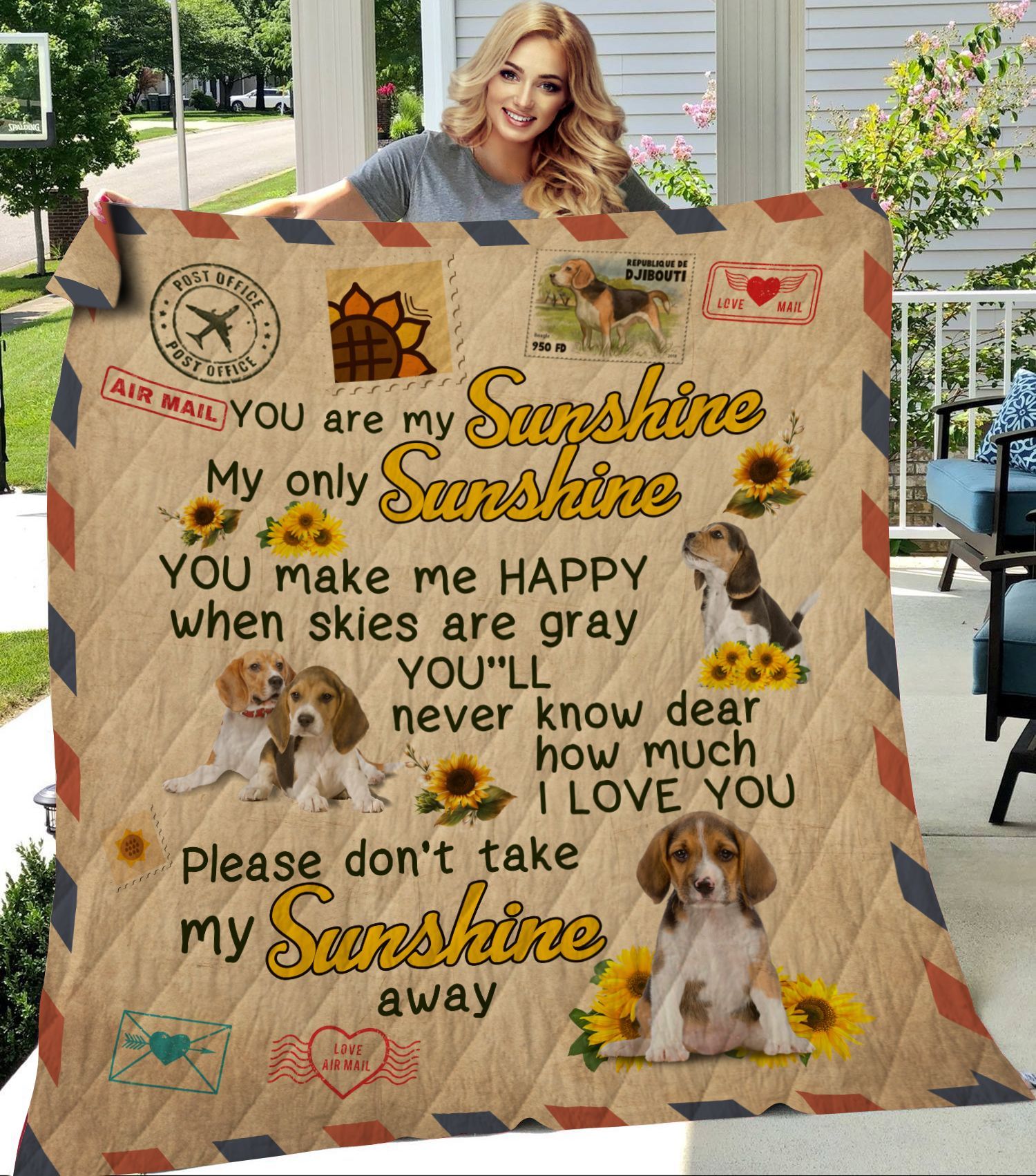 You Are My Sunshine Beagle Quilt Blanket Ba