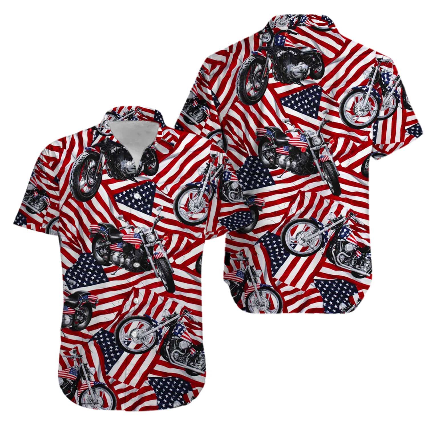 Motorcycles American Flag Aloha Hawaiian Shirts #V – Fashionspicex Shop