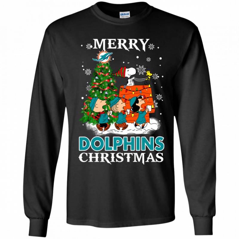 Merry Miami Dolphins Christmas Snoopy Ugly Sweater Style Shirts