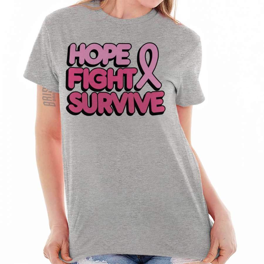 Breast Cancer Awareness Hope Fight Survive T-Shirt Tee