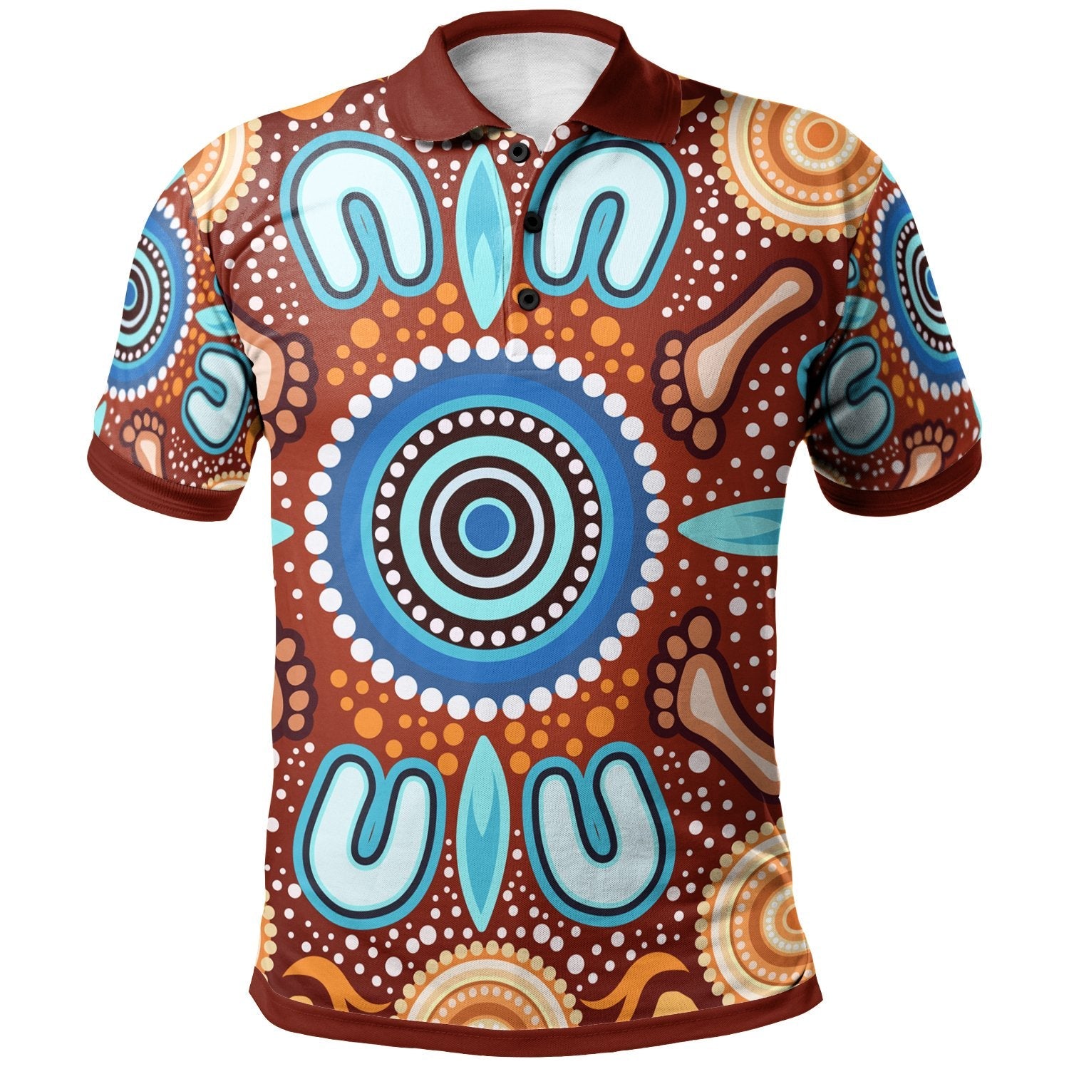 Aboriginal Polo – Indigenous Circle Dot Painting Ver02 Polo Shirt – BRANDAX