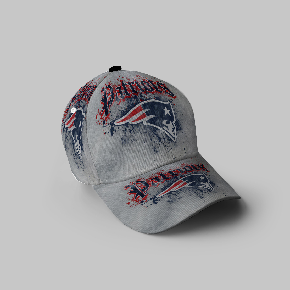 New England Patriots Painting Gray Background 3D Printing Baseball Cap Classic Hat