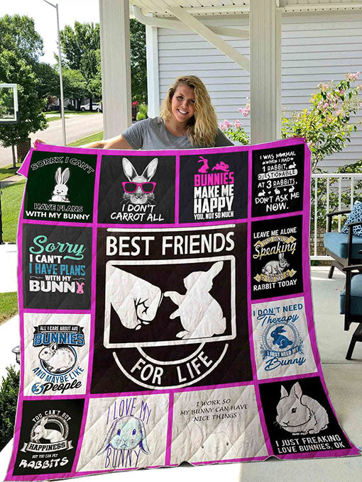 Rabbits Make Me Happy You Not So Much Quilt Blanket Great Customized Blanket Gifts For Birthday Christmas Thanksgiving