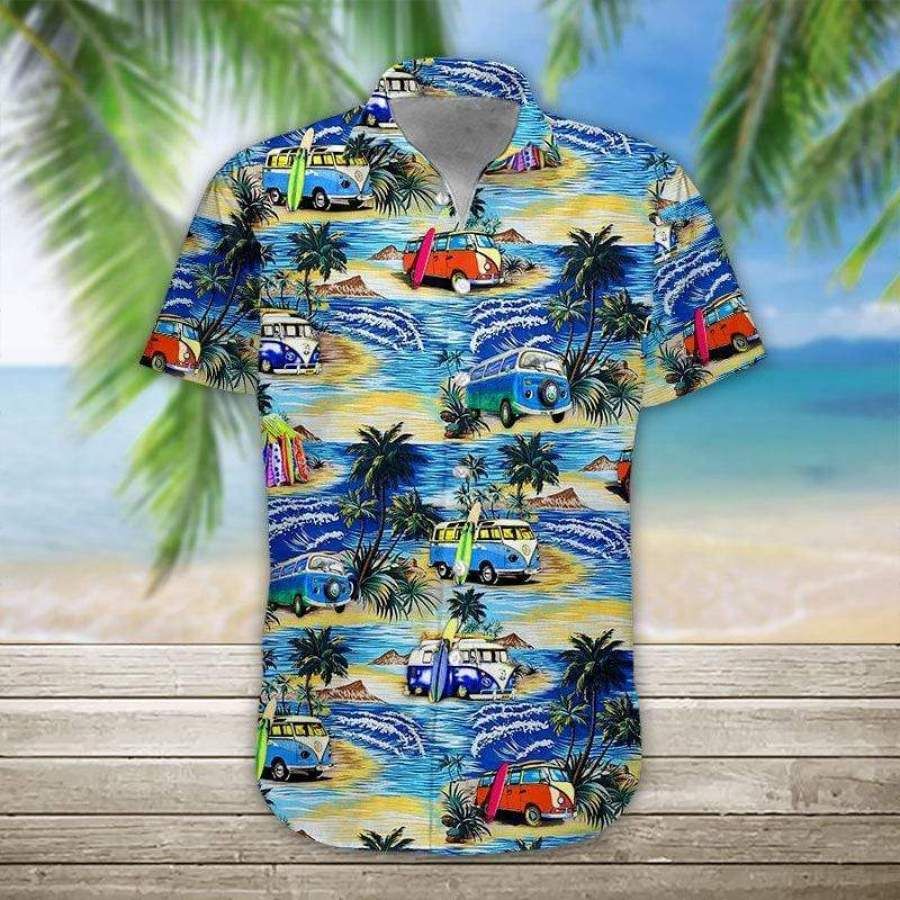 Camper Van On The Beach Hawaii Aloha Shirts Ha33359