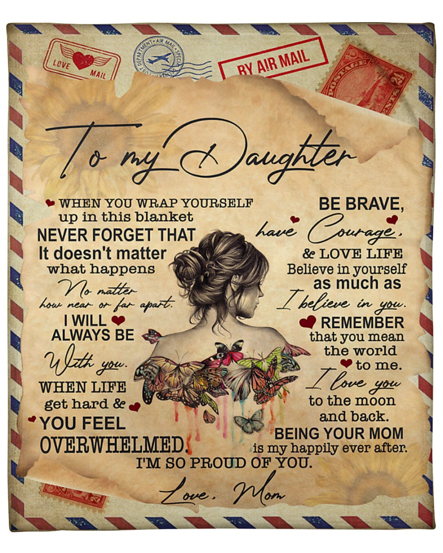 To My Daughter By Air Mail – When You Wrap Yourself Up In This Blanket Never Forget That Gift For Daughter From Mom Birthday Gift Home Decor Bedding Couch Sofa Soft And Comfy Cozy