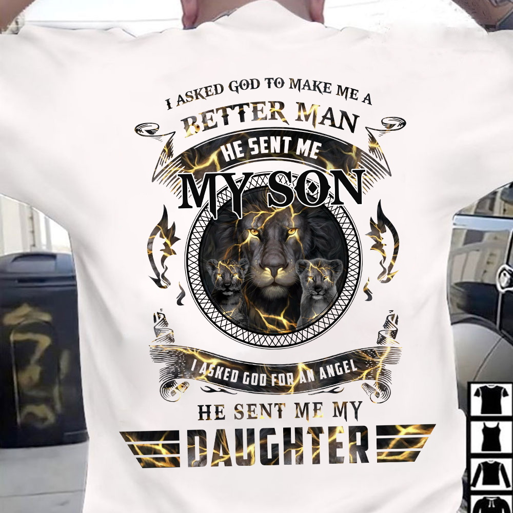 Thunder Lion God Sent Me My Son And Daughter T-Shirt Gift For Husband Dad